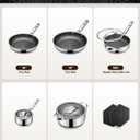 Pots and Pans Set Hybrid Stainless Steel, 10PC Nonstick Tri-Ply Cookware Set w/Frying pan, Dishwasher & Oven Safe, PFOA-Free, Metal Utensil Safe, Suitable for All Cooktops