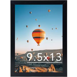 9.5x13 Picture Frame Black for Wall Hanging, Wall Mounting Horizontally or Vertically, 9.5 x 13 Wall Gallery Poster Photo Frame with Shatter Resistant Plexiglass, Black