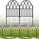 Garden Fence - 17 in(H) x 10.56ft(L) Arched Metal Fence Panel No Dig Fence, Ground Stake Animal Barrier Fence for Dog, Flower Bed Edging Wire Border Panel Fencing for Yard Patio Outdoor Decor