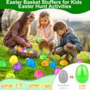 12 Pack 3.5" Easter Eggs Prefilled with Light Up Spiky Balls, Easter Basket Stuffers Essential for Kids LED Flashing Squeaky Sensory Stress Relief Fidget Toys Easter Hunt Fillers Party Favors Gifts