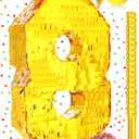 Sratte Piata Birthday Party Decorations Gold Foil Piata with Stick Blindfold Confetti for Boy Girl Birthday Anniversary Celebrations Fiesta Supplies(Number 8)