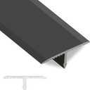 3 Pcs Matte Black Aluminum T-Molding Floor Transition Strips, 4.2 ft x 0.8 in Durable Flat Divider for Joining Gaps of Laminate Planks Tile, Versatile Trim for Door Thresholds