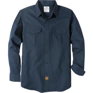 Dubinik Mens Button Up Shirts Long Sleeve Casual Button Down Shirt Men Vintage 2 Pocket Sturdy Stretch (X-Large, Navy Blue 056)