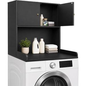 Washer Dryer Countertop with Cabinets, 2-Tier Laundry Countertop with Shelf, Single