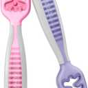 NumNum Baby Spoons Set, Baby Essentials Pre-Spoon GOOtensils for 6+ Months, First Stage Self-Feeding Spoons for Baby Led Weaning (BLW), Silicone Toddler Utensils, BPA-Free, 2 Pack Frosty Lilac/Rosebud