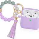 Filoto Compatible with AirPods 4 Case - Soft Silicone Cover with Bracelet Lanyard and Keychain, Shockproof and Scratch-Resistant, Cute Design for AirPods 4th Generation(Lavender)