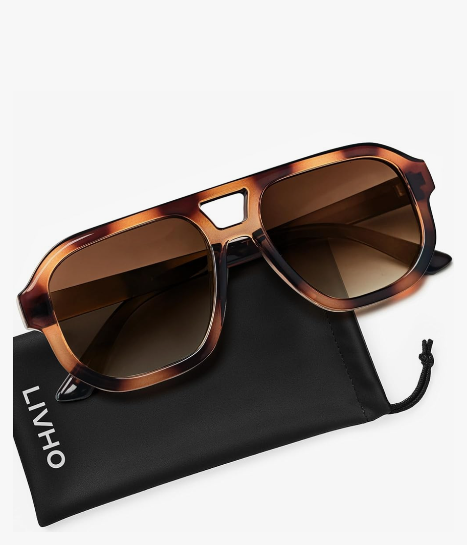 livho Trendy Polarized Square Aviator Sunglasses Women Men Square Eyewear Frame, Retro Sun Glasses for Women Men 2025 Shades