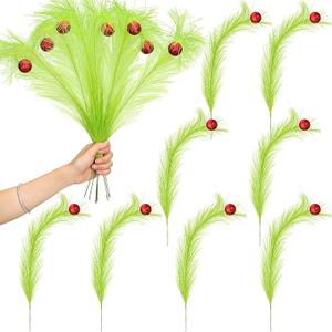 8 Pcs Christmas Tree Picks Decoration 18 Inch Red Green Curly Tree Topper Xmas Artificial Stems for Christmas Tree Decor Vase Fillers Home Wreath Crafts