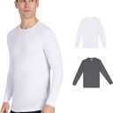 32 Degrees Men's 2-Pack Performance Lightweight Thermal Baselayer Crewneck Top (White/Charcoal Heather)