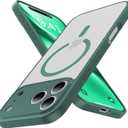 Magnetic Shockproof for iPhone 17 Pro Max Case,Upgraded[Camera Protection][Compatible with Magsafe][Non-Slip][Mil-Grade Protection]Translucent Matte Phone Case for iPhone 17 Pro Max,Pine Green