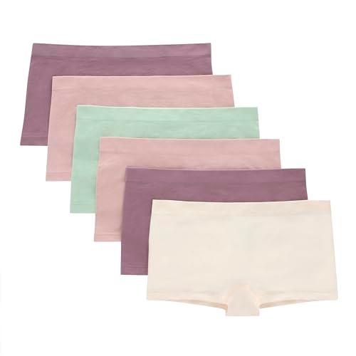Hanes Big Tween Underwear, Seamless Girls Panties, Boyshort & Hipster, Assorted Colors, 6-Pack, Ivory/Mint/Pink/Plum-6 Pack, X-Large