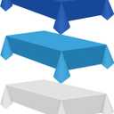 Juexica 12 Pcs Disposable Plastic Tablecloth 54" x 108" Waterproof Table Cover Plastic Decorative Table Cloth for Birthday Graduation Ocean Theme Party Supplies (Dark Blue,Sky Blue,White)