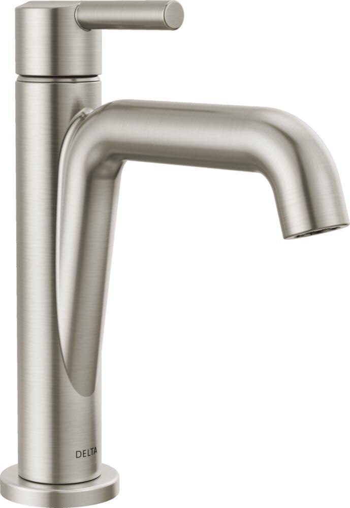 Delta Nicoli Brushed Nickel Bathroom Faucet 1 Hole, Single Hole Bathroom Sink Faucet for Vanity, Push-Pop Drain Assembly, Stainless 15849LF-SS