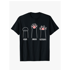 Introvert Cat Animal Rescue Pet Lover Apparel Rock Paper Scissors Hand Game Cute Paw Funny Cat T-Shirt size M Black