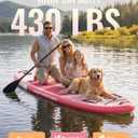 11'x34 Inflatable Paddle Board with Removable Kayak Seat, Extra Wide 430LBS SUP, Stable 2-3 Person Family for Lake Ocean Fishing, Bonus 10L Dry Bag & 2-Blade Paddle, Pink Ocean