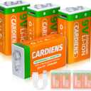 Rechargeable 9v Batteries USB 9 Volt Battery for Smoke Alarms 3700 mWh 9v Lithium Battery with 4-in-1 USB-C Charging Cable and LED Charge Indicator, 4-Pack