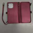 Defencase for iPhone 13 Pro Max Magnetic Wallet Case Compatible with Magsafe RFID Blocking Zipper Strap Card Holder for Women Men, PU Leather Detachable Case for iPhone 13 Pro Max (6.7"), Red