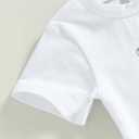 Western Toddler Baby Boy Clothes Short Sleeve T Shirt Elastic Waist Shorts Set Cowboy Outfit Summer Clothing (White)