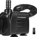 VIVOSUN 480GPH Submersible Pump(1800L/H, 25W), Ultra Quiet Water Pump with 7.2ft High Lift, Fountain Pump with 5ft Power Cord, 3 Nozzles for Fish Tank, Aquarium, Statuary, Hydroponics Black