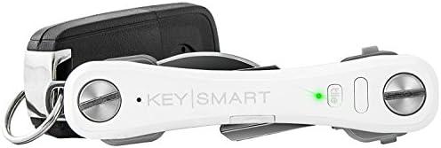 KeySmart Pro - Compact Smart Key Holder w LED Flashlight & Tile Bluetooth, EDC Key Organizer, Attach Car Key Fob, Other Mini Tools & Accessories (up to 10 Keys, White) - Discontinued