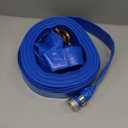 1-1/4" x 50 PVC Lay Flat Water Pump Discharge Hose With Aluminum Pin Lug Fittings, Heavy Duty Reinforced Pool Backwash Hose Assembly