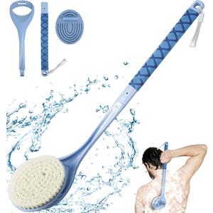 Back Scrubber for Shower, 20.4" Detachable Back Bath Brush for Shower, Back Scrubber, Exfoliation and Improved Skin Health for Elderly with Limited Arm Movement, Disabled