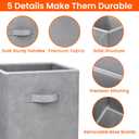 Criusia Storage Cubes - 11 Inch Heavy Duty Fabric Closet Bins for Shelves, Cube Organizer - 8 Pack Collapsible Decorative Storage Bins Baskets for Organizing Clothes Blankets Toys (Grey)