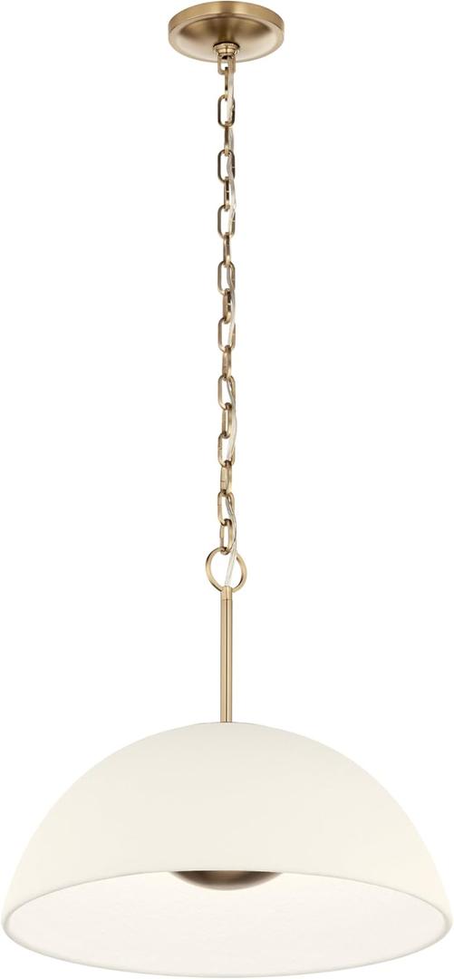 Kichler Mikale 18 Inch 1 Light Modern Contemporary Pendant, with White Ceramic Shade in Champagne Bronze, Sloped Ceiling Compatible, (18" Dia x 16.5" H), 52828CPZLED