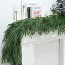 2 Pcs Christmas Norfolk Pine Garlands, 6 Ft Real Touch Pine Garland, Realistic Artificial Greenery Cedar Garland for Mantle Indoor Outdoor Holiday Winter Christmas Decorations