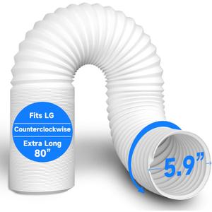 Toutgood Portable Air Conditioner Hose 5.9 Inch, Counterclockwise Portable AC Exhaust Hose Length to 80 Inch Universal Flexible Thread Air Conditioner Parts Compatible with Haier, LG, Delonghi