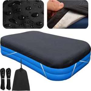 10 x 7 ft Inflatable Pool Cover, Cover is Made of 210D Heavy-Duty Waterproof Oxford Fabric with Precision Double Stitching, Fits 120 in x 72 in Frame Pool and Solar Pool Cover, 20s Easy Set
