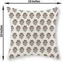 Brown Pillow Covers 18x18 Inch Set of 2 Vintage Block Print Floral Throw Pillows Neutral Modern Boho Flower Decorative Pillow Cases Farmhouse Linen Outdoor Decor Cushion Cover for Couch Sofa