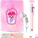 PrinBarBee Boba Diary For Girls With Lock And Keys, Girl Journal, Girls Fuzzy Notebook Gift Set For Writing And Drawing,Lock Diary For Kids, Birthday Gift For Kids Ages 6-8