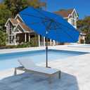 9FT Patio Umbrella with Solar Lights,Outdoor Market Umbrella with Tilt and Crank, LED Lighted Table Umbrella for Garden,Deck,Backyard,Pool,Beach (Royal blue)