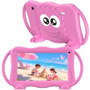 Kids Tablet 7 Inch Tablets for Kids 3-12, 32GB Toddler Tablet with Dual Camera, Parental Control, Solid Case, WiFi, GMS, YouTube, Netflix, Android Learning Software Installed(Pink)