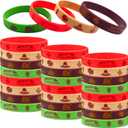 5 x 24 Packs Thanksgiving Silicone Wristbands for Kids Happy Harvest Party Rubber Bracelets Bulk Silicone Bracelets, Turkey Maple Leaf Pumpkin Hazelnut Cake for Thanksgiving Party Supplies