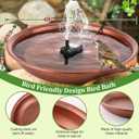 Bird Bath Fountain for Outside, 13.5" Garden Metal Bird Bath Bowl with 8W Water Pump, 2 Nozzles Adjustable Water Fountain for Backyard Patio Garden and Outdoor Water Features