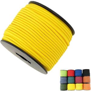 1/8in(3mm) 164ft Nylon Rope Solid Braided Cord 5 Stands Paracord Thin String for Crafts Multipurpose UV Resistant for Tent Garden Clothesline and Outdoor Tarp(Yellow)