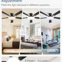 52 Inch Ceiling Fan with Lights and Remote, 30W 12" LED Panel Flush Mount Ceiling Fan, 6-Speed Quiet DC Motor Modern Low Profile Ceiling Fan with Reversible Blades for Bedroom, Living Room, Patio