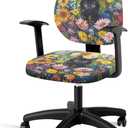 Talayituse Cat Daisy Flower Print Computer Office Chair Cover, Stretchable Chair Covers, 2 Pieces Anti-Dust Chair Protective Slipcover, Universal Chair Slipcover Protector