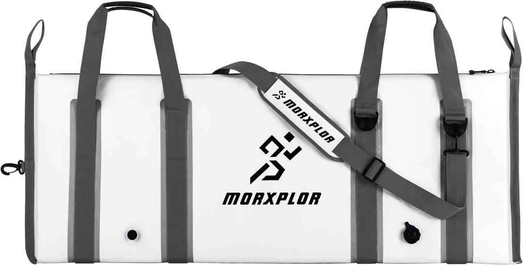 MORXPLOR Insulated Fish Cooler Bag for Fishing,Large Insulated Fish Kill Bag,Fishing Catch Bag Cooler with Water-resistant Zipper, Carry-On 50-Inch, Color: 50inch snow