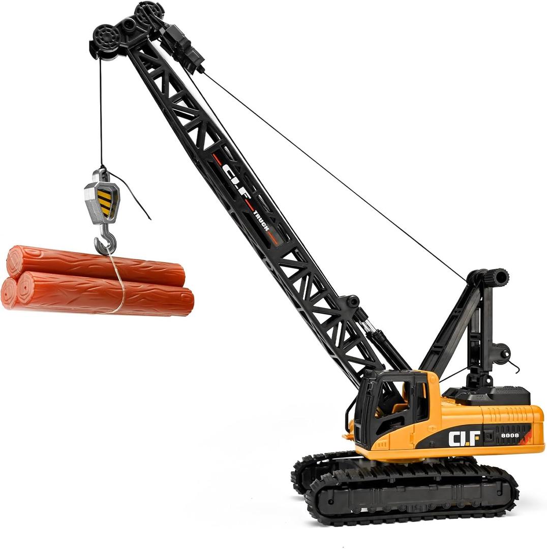 Construction Crane Toys for Boys,Crawler Cranes Truck Toy with Rotatable Fuselage Workbench and Liftable Robotic Arm,Cranes Truck with Simulated Lights,Crane Toys for Boys Age 4-7