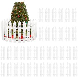 36PCS Christmas Tree Fence Decorations, White Small Plastic Picket Fence Panels, Xmas Indoor Outdoor Gate for Tree Weeding Party Garden Home Decorations (Assembly Needed)