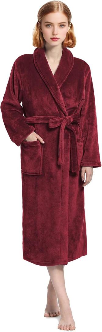 Plush Soft Robes for Women, Premium Fleece Womens Robe Cozy Warm Bathrobe (Small-Medium, Burgundy)