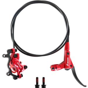 Z00M HB876 4-Pistons Hydraulic Disc Brake Set, MTB Hydraulic Brakes Right Rear 1450mm Mountain Bike Brakes Bicycle Disc Brake for eBike, Mountain Bike, Road Bike, Fat Bike(Pre-Bled), Red