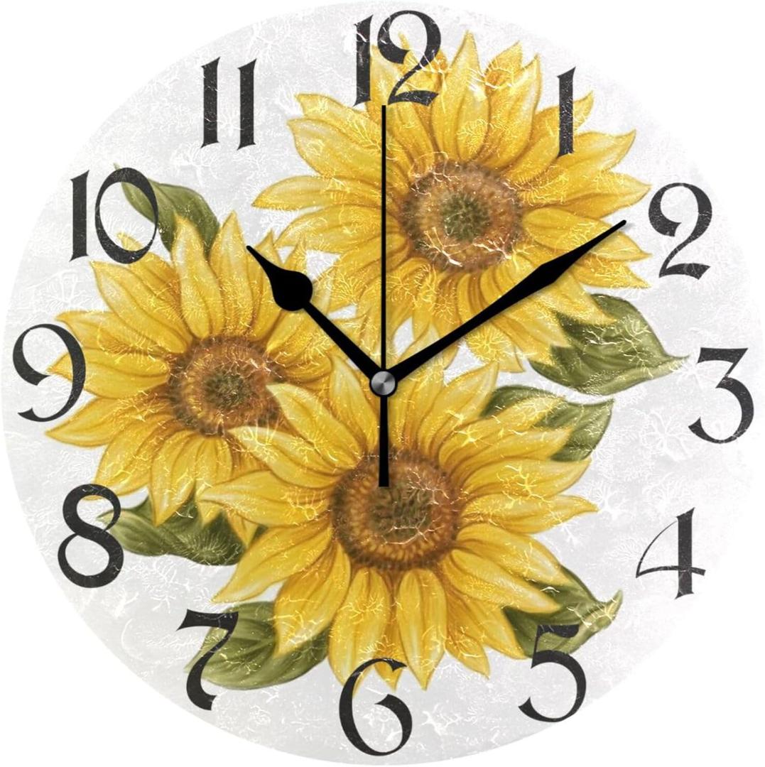 Silent Wall Clock Round - Non-Ticking Desk Clock Battery Operated Quiet Decorative for Living Room Home Office School Kitchen