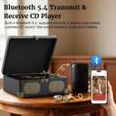 RetroAudio CD Player with Speakers Retro Portable CD Players for Home Music Player with Remote Control,V5.4 Bluetooth in&Out Desktop Suitcase CD Player with AUX in, Headphone Jack,USB Playback, Black
