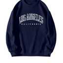 WDIRARA Men's Letter Graphic Round Neck Long Sleeve Sweatshirt Casual Tops Dark Blue XX-Large