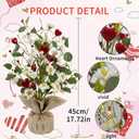 17.7" Daisy Heart Table Tree Decorative with Red Heart Floral Berry, 20 LED Light UP Small St Patricks Day Trees for St Patricks Day Party Home Table Centerpiece Spring Decor (1 Pcs)