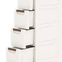 5 Drawers Narrow Bathroom Storage Cabinet, Slim Storage Cabinet, Plastic Slim Storage Cart Drawers for Small Spaces, Laundry, Office, Home, White